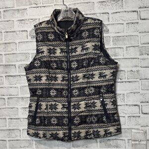 FDJ classic‎ winter snowflake deer Patterned Black gray and Cream Vest size M